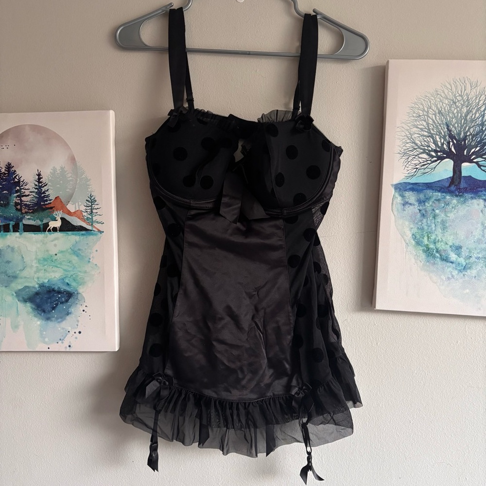 La Senza Black Polka Dot Babydoll XL